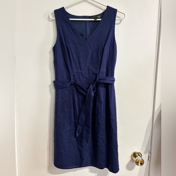 ✨Navy Blue Linen Dress 👗 - Picture 1 of 4